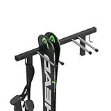 QLS Skihalterung Wand Skihalter für 2 Paare 44 cm Nordic Walking Trekking Stöcke Skiträger Hakenleiste mit schützender Gummierung zur platzsparenden Aufbewahrung S3 2