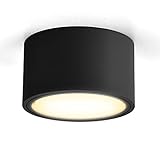 KYOTECH LED Aufputzleuchte Schwarz - Aufbauspot flach mit 6W LED GX53 230V Aufbaustrahler Warmweiß 3000K Deckenspots Aufputz Ø95x55mm Rund Deckenleuchte aus Aluminium