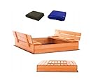 Sandkasten mit Sitzbank 120 x 120 cm, Abdeckung, imprägniertes Holz, Kindersandkasten, Spielplatz