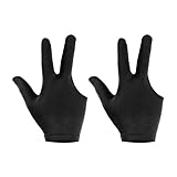 PATIKIL 3 Finger Poolhandschuhe, 2er Pack Billardhandschuhe für Linke und rechte Hand, Showhandschuhe für Pool Queue, Schwarz