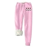 KONG JIMFAN Angebote des Tages Heute Thermo Fleece Leggings Damen Gefütterte Strumpfhose Kompressionsleggins Dicke Hosen High Waist Laufhose Bequeme Thermohose Warme Strumpfhose Damen(#03 Pink,S)