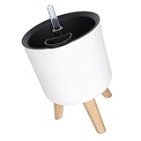 Happyyami 1 Satz Blumentopf mit Holzbeinen Wasser sprühen eingetopft Selbstbewässernder Pflanzentopf Automatischer Bewässerungsblumentopf Pflanztöpfe selbstbewässernder Pflanzer Plastik Weiß