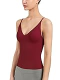 Damen Fit Camisole mit integriertem BH - Spaghettiträger Camis Tank, A-Style-Lippenstift, Rot, Mittel