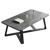 Schlichter Rechteckiger Couchtisch Aus Schiefer Moderner Teetisch mit Robustem Stahlrahmen Einfache Montage, Stilvolles Design für Wohnzimmer, Büro, Schlafzimmer(100 * 60 * 43cm)