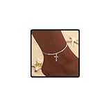 Prosy Strass-Fußkettchen, Strandfußschmuck, verstellbar, Kristallkreuz, Liebe, Fußschmuck für Damen, Einheitsgröße, Metall, Kein Edelstein