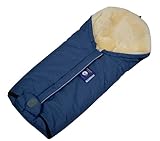 Reissner Lammfelle Merino Lammfell Baby Fußsack ESKIMO Mumienform mit Reißverschluss für Kinderwagen Buggy & Stroller cobalt