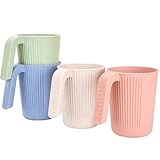 katmerio 4er Trinkbecher Set, Unbreakable Trinkbechers, 350ml Tasse mit Griff Bruchfeste, BPA-Frei Plastik Becher, Wiederverwendbare Trinkbecher für Kinder und Erwachsene