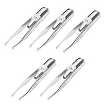 Benssey 5X Edelstahl Wimpern Augenbrauen Pinzette + LED Licht