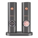 Salz und Pfeffer Mühle Elektrische, SIMPLETASTE 2er Set Gewürzmühlen Batteriebetrieb mit 4 AAA Einstellbarem Keramikmahlwerk