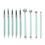 JSUOEO 9 Stücke Modellierwerkzeug Töpferwerkzeug Ton Schnitzwerkzeug Set Modellierkugel und Weiche Gummispitze Modellierstift Bildhauerwerkzeuge Clay Sculpting Tools, Grün