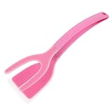 Mobestech Silikon Steakklammern Spiegelei Wender Pfannkuchenspatel Küchenzange Steakwender Eierwender Brotzange Pizzazange Hamburger Spatel Grillzange Rosa Kieselgel