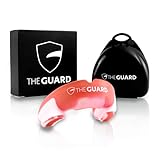 THE GUARD – Mundschutz für Kontaktsportarten jeder Art, inkl. Aufbewahrungsbox I Individuell anpassbar, BPA frei & geschmacksneutral I Sport Zahnschutz für Boxen, Kampfsport & Hockey I Red/White