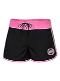 Aqua Speed Badehose Damen | Schwimmhose Strand | Badeshorts Taschen | Schwimmbekleidung | Sportshorts | Kordelzug | Schwarz Rosa | Gr. M | Viki