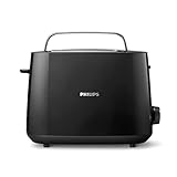 Philips Toaster – 2 Toastschlitze, 8 Stufen, Brötchenaufsatz, Auftaufunktion, Liftfunktion, Abschaltautomatik, schwarz (HD2581/90)