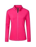 MoFiz Sportjacke Damen Leicht Trainingsjacke Mikrofleece Sweatjacke Wandershirt mit Reißverschluss Rosa-B XL
