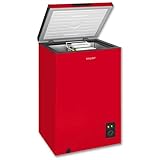 Exquisit Gefriertruhe, Kombigerät, 2-in-1, 99 Liter, Tiefkühltruhe, Kühlen, 4-Sterne-Gefrieren, Gefriertruhe klein, Toplader, Gefrierkorb, GT100-050E rot