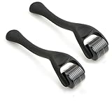 Nadelroller Haare 0.2mm 540Titanio Dermaroller Gesicht, ToninggeräTe FüR Das Gesicht Hautpflege-Tools für Frauen und Männer, Regrowna Inklusive Aufbewahrungskoffer (Schwarz, 2 Stück)