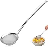 QGGTQG Schaumkelle Edelstahl Schöpflöffel Schaumlöffel mit Feinem Sieb Spinnen Sieb Schöpflöffel Schnelles Abseihen Frittierkelle Skimmerkelle für Frittieren, Braten, Dünsten, Hot Pot