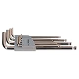 WGB Winkelschlüsselsatz Innensechskant Zoll 9-teilig – Chrom-Vanadium Stahl – Vernickelt – Kunststoff