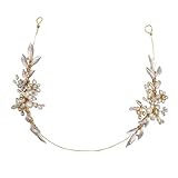 B Baosity Perlgold Braut Stirnband Einzel Haarband Blumenperlen Kopfbedeckung