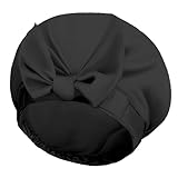 FOLAI Duschhaube Damen Elastische Duschkappe Wasserdichte Duschhauben Wiederverwendbare Dusche Kappen für Mädchen Frauen Damen Salon(Schwarz)