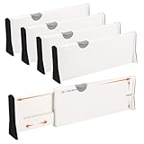 Schubladenteiler Organizers Schubladenteiler Verstellbar Schubladen Trenner für Innenlänge 28.1-44.4cm und Höhe＞10cm Organizer Ordnungssystem für Küche/Kleiderschränke/Schreibtisch, Weiß 4er-Set