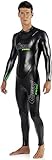 Cressi Triton Man All In One Swim Wetsuit 1.5mm - Neopren 1.5 mm High Density Glide Skin Einteiliger Schwimm-Neoprenanzug, Schwarz/Fluogrün, XXL, Herren