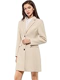 Allegra K Damen Wollmantel Revers Knopfleiste Wintercoat Mantel Cremeweiß M