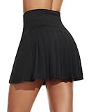 Damen Plissierte Tennisrock mit Hose Sommerrock Minirock Sportrock Golfrock Tennis Golf Rock Sport Workout Running kurz, Schwarz, M