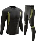 UNIQUEBELLA Thermo Unterwäsche Set, Funktionswäsche Herren Skiunterwäsche Winter Suit Ski Thermo-Unterwäsche Thermowäsche Unterhemd + Unterhose Schwarz L