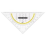 JOLLY Geometrie-Dreieck, 25 cm, transparent, mit Griff, Winkelskala, Hilfslinien, stabil, aus Kunststoff, für Schule, Zeichnen, Geometrie, Technikunterricht