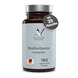 Multivitamin Kapseln - enthält alle wertvollen Vitamine A-Z & Mineralstoffe - 180 vegetarische Kapseln für 3 Monate - ohne Zusatzstoffe - laborgeprüft - Made in Germany - Balanced Vitality