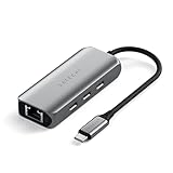 SATECHI USB-C Ethernet Adapter 2,5 Gigabit, 4-in-1 USB-C Netzwerkadapter Ethernet mit erhöhter Geschwindigkeit und 3 USB-C 3.2 Ports, USB-C Adapter für Mac, iPad, Windows, Android, Chrome