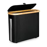 Toilettenpapier Aufbewahrung Korb mit Deckel,Klopapier Aufbewahrung für 9-12 Rollen Klopapier，Bambus Badezimmer Organizer,Perfekt für Aufbewahrung Badezimmer,Schlafzimmer(Schwarz)