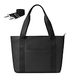 KALIDI Shopper Tasche Damen Groß Tote Bag Uni Tasche arbeitstasche damen mit Reißverschluss Schwarze Handtasche FüR Arbeit, School, BüRo, Schule
