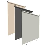 HOMEDEMO Außenrollo Senkrechtmarkise Außen, sonnenschutzrollo Outdoorrollo, aussenrollo Wetterfest Windschutz Sichtschutz, Vertikalmarkise für Balkon & Terrasse, 140x140cm(BxH) Grau