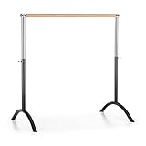 Klarfit Bar Lerina Ballettstange (Holmlänge 110 cm, freistehend, mobil, höhenverstellbar 70-113 cm, Bogenfüße, 38 mm Stahlrohr) schwarz