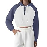 Kurze Hoodie Frauen Sweatshirts Oversized Solid Color Sweatjacke Herbst Winter Mantel Knopfleiste Pullover Frauen Casual Kapuzenpullover Kapuzenjacke Rundhals Frauen Locker Casual Oberteil