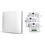 RF433 Funk Lichtschalter Set, Funkschalter Batterielose, Funk-Sender-Sicherheitsschalter und Empfänger-Controller 10A, Funk Schalter 240V, Wandlichtsschalter (3 switch + 3 receivers Kit)
