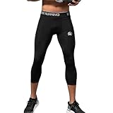 MEETWEE Kompressionshose Herren, 3/4 Laufhosen Sport Leggings Atmungsaktiv Funktionsunterhose Tights Unterhose 3/4-schwarz, L