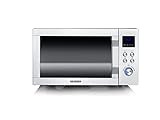 SEVERIN 3-in-1 Mikrowelle mit Glasboden, Grill und Heißluftfunktion, Mikrowelle mit großer Nutzfläche für eckiges Geschirr, Schwarz/Edelstahl, MW 7777