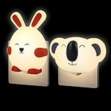 Funmo Nachtlicht Steckdose,LED Steckdosenlicht Hase Koalabär Stilllicht,Kinder Schlaflicht mit Dämmerungssensor Stilllicht,LED Steckdosenlicht,Baby Erstausstattung,für Kinder Nachtlampe Kawaii