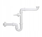 Röhrensiphon Spüle Ø40 mm (1 1/2') – 1‑Becken ohne Spülauslauf, mit Geräteanschluss WM/Geschirrspüler, platzsparend, PP, inkl. Rosette & Dichtungen, Wandmontage