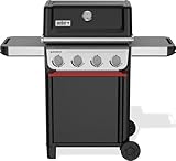 Weber Spirit E-410 Gasgrill, 4 Brenner, 51 x 46 cm Grillfläche, Warmhaltegitter, integriertes Thermometer, 2 Räder - schwarz/silber (1500888)