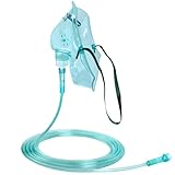 STAYPROTECH Sauerstoffmaske mit 2,1 m langem Schlauch, fördert die Sauerstofftherapie und verbessert die Sauerstofftherapie, bequeme Passform, verstellbarer Riemen und weiches PVC-Material