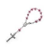 WWHJR Finger-Rosenkranz, 8 mm, Perlen, Fingerkranz, Taufe, Rosenkranz, Erstkommunion, Taufe, Party, Fingerkette