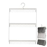 Sockenbügel mit Clips | Sockenaufbewahrungsständer mit 54 robusten Clips, 3-lagiger Wäscheklammern, um 360 Grad drehbare Sockenklammern, platzsparende Windschutzklammer