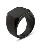 Herren Siegelring Schwarz - Stahl - Herren Ring - Herrenring - Geschenk für Mann - Männer Geschenke, Edelstahl, Kein Edelstein