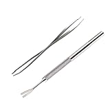 Supvox 2 Stück Teiliges Edelstahl Zeckenentferner Set Präzisionswerkzeug für Katzen und Hunde Leicht Tragbar Doppelseitige Pinzette und Einzelfork für Sanfte und Vollständige