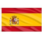 AhfuLife Spanien Flagge 150 x 90 cm, 1 Stück Spanische Fahne Leuchtenden Farben mit Messing-Ösen, Spanien Fahne für 2024 Fußball EM WM Euro Olympische Nationaltag Party Bar Deko